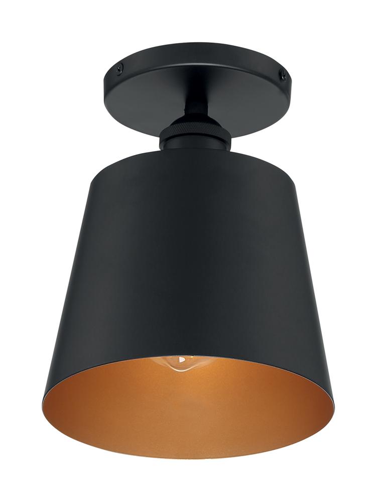 Motif - 1 Light Semi-Flush with- Black and Gold Accents Finish