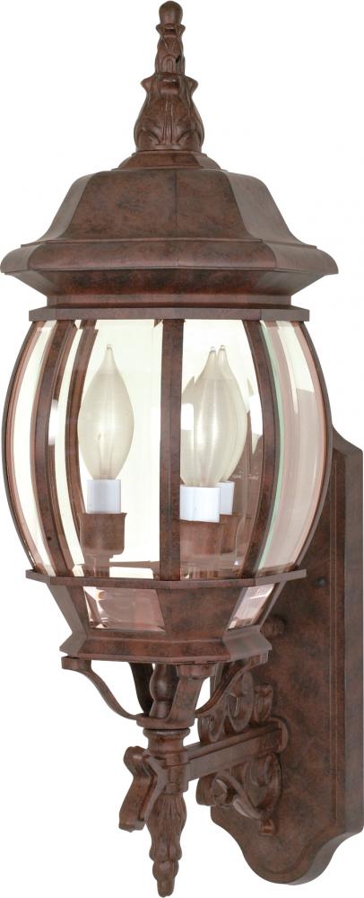 Central Park - 3 Light 22&#34; Wall Lantern with Clear Beveled Glass - Old Bronze Finish