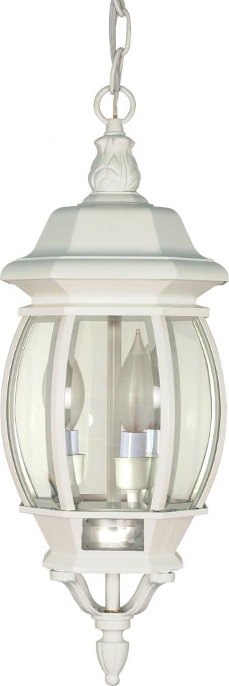 Central Park - 3 Light 20&#34; Hanging Lantern with Clear Beveled Glass - White Finish