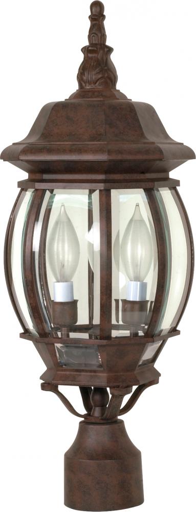 Central Park - 3 Light 21&#34; Post Lantern with Clear Beveled Glass - Old Bronze Finish