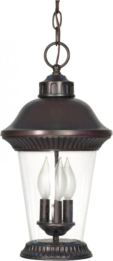 Clarion - 3 Light - 17&#34; - Hanging Lantern - w/ Clear Seed Glass