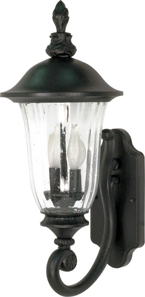 Parisian - 2 Light - 22&#34; - Wall Lantern - Arm Up with Fluted Seed Glass