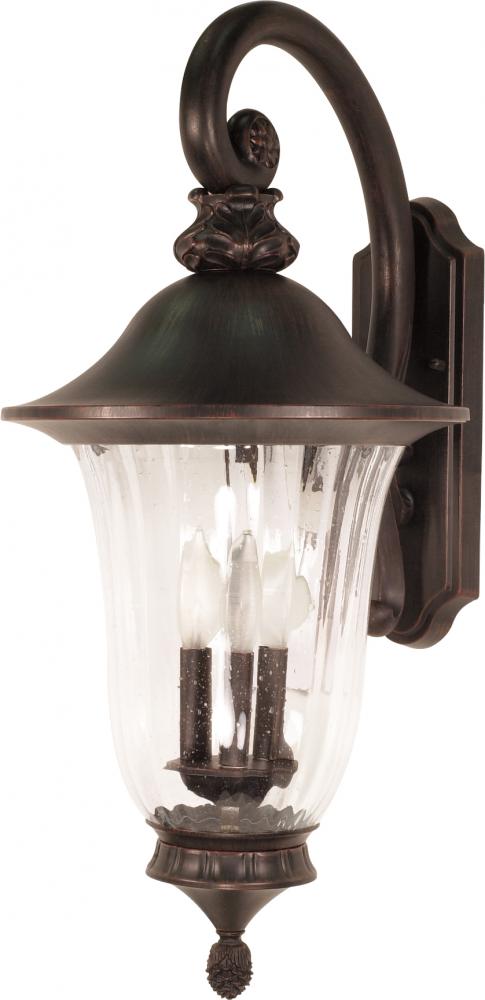Parisian - 3 Light - 27&#34; - Wall Lantern - Arm Down with Fluted Seed Glass