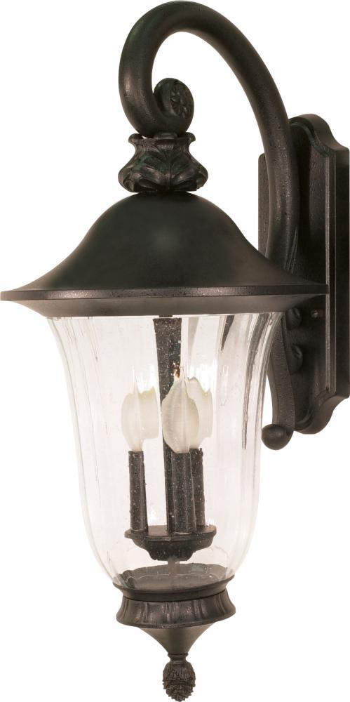 Parisian - 3 Light - 27&#34; - Wall Lantern - Arm Down with Fluted Seed Glass