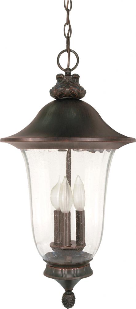 Parisian - 3 Light - 24&#34; - Hanging Lantern - with Fluted Seed Glass