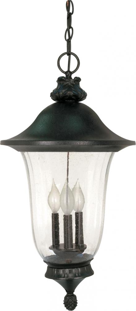 Parisian - 3 Light - 24&#34; - Hanging Lantern - with Fluted Seed Glass