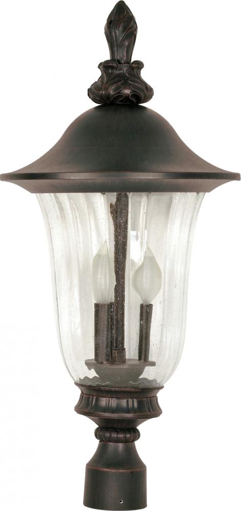Parisian - 3 Light - 27&#34; - Post Lantern - with Fluted Seed Glass