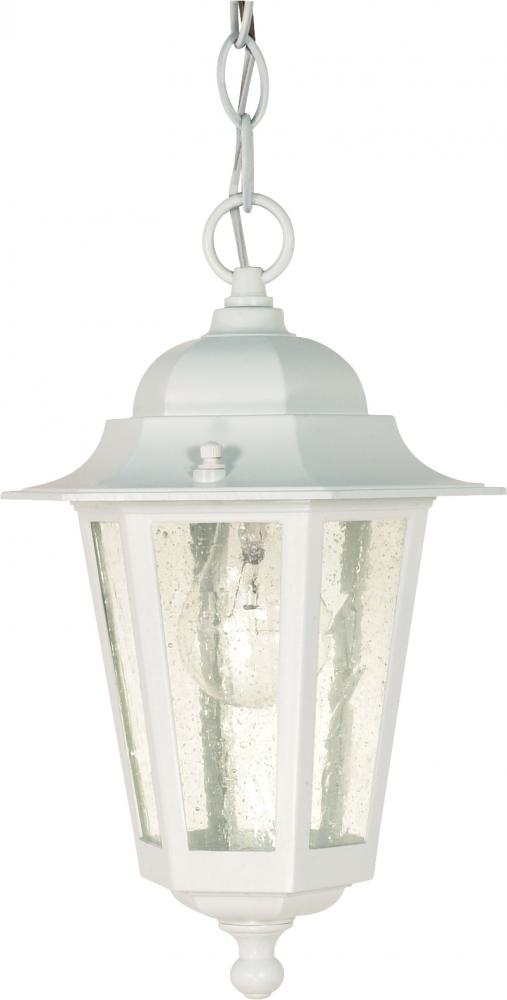 Cornerstone - 1 Light 13&#34; Hanging Lantern with Clear Seeded Glass - White Finish