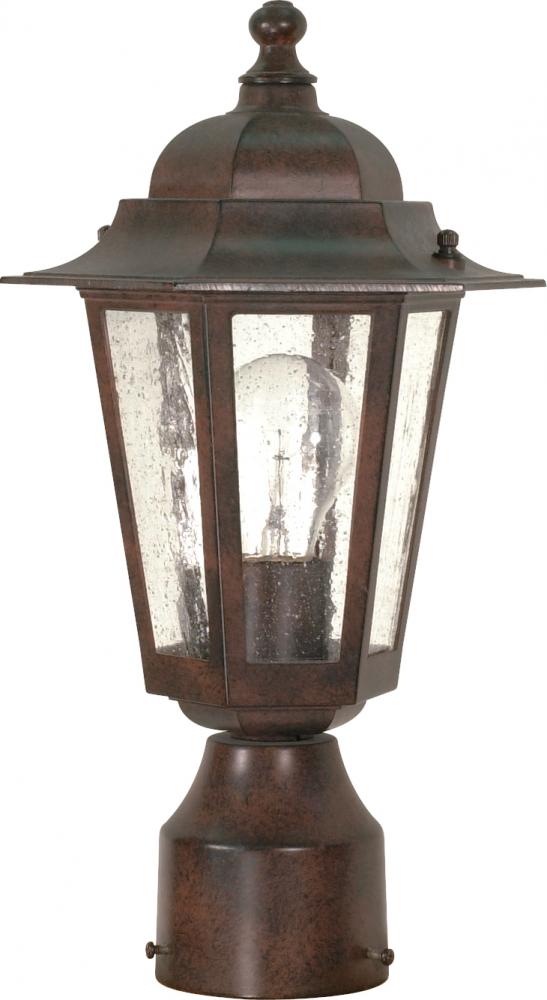 Cornerstone - 1 Light 14&#34; Post Lantern with Clear Seeded Glass - Old Bronze Finish