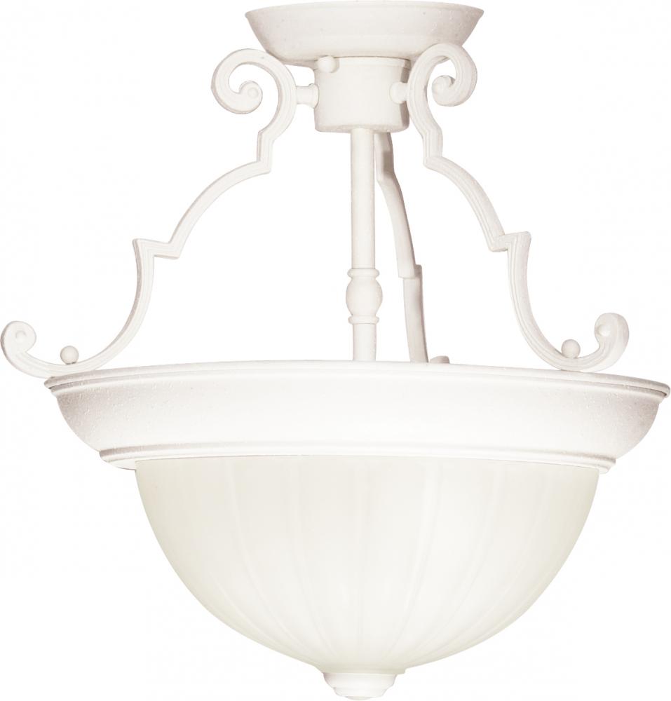 2 Light - 13&#34; - Semi-Flush - Frosted Melon Glass