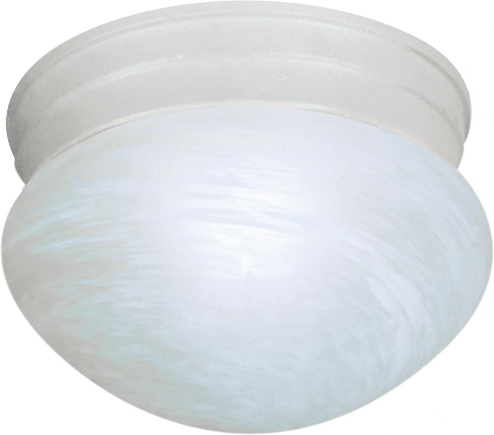 1 Light - 8&#34; Flush with Alabaster Glass - Textured White Finish