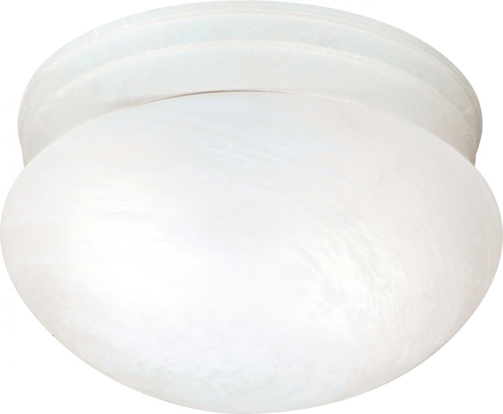 2 Light - 10&#34; Flush with Alabaster Glass - Textured White Finish