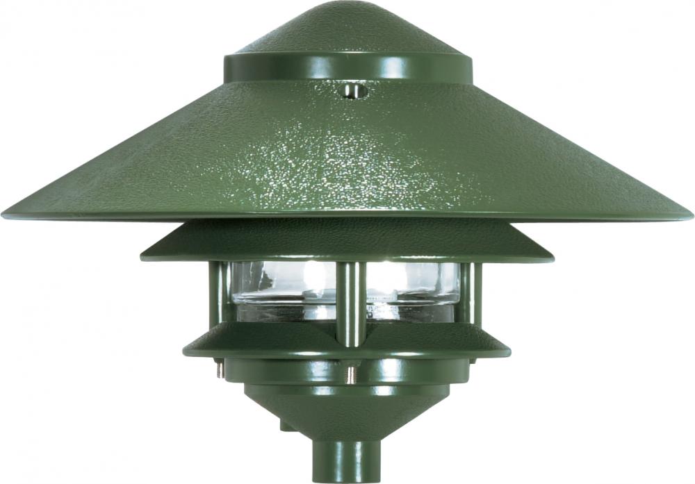 1 Light - 8&#34; Pathway Light - Two Louver - Large Hood - Green Finish