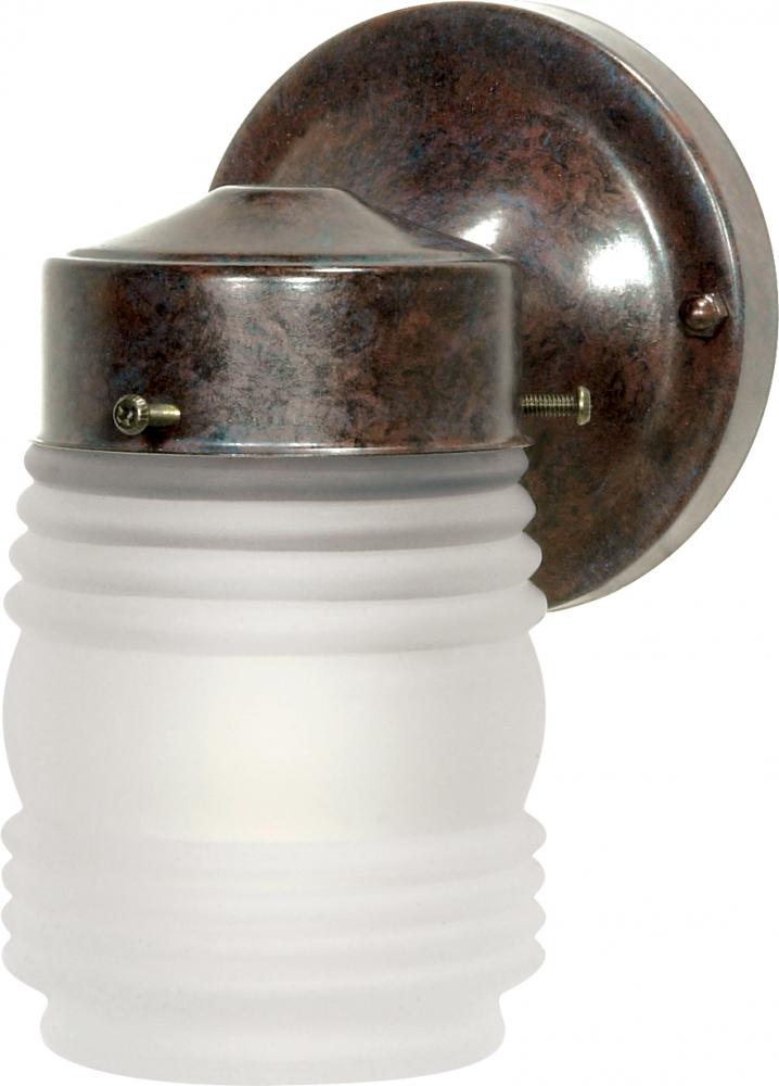 1 Light - 6&#34; Mason Jar with Frosted Glass - Old Bronze Finish