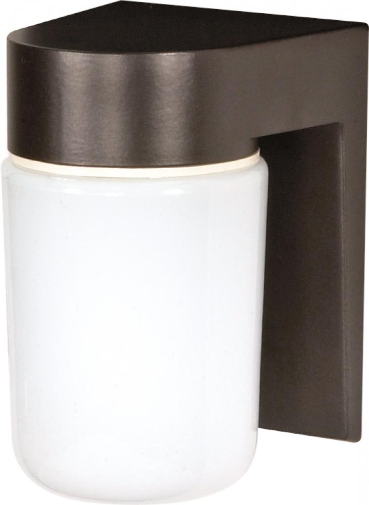1 Light - 8&#34; Utility Wall with White Glass - Bronzotic Finish