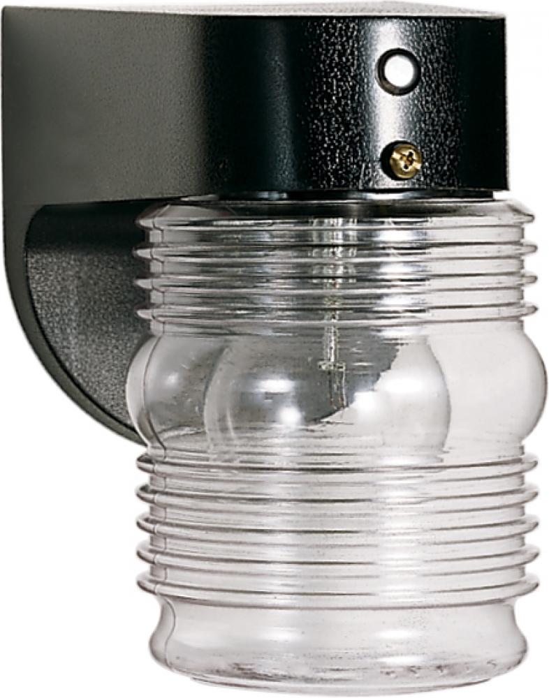 1 Light - 8&#34; - Porch; Wall - Clear Mason Jar with Photoelectric Sensor