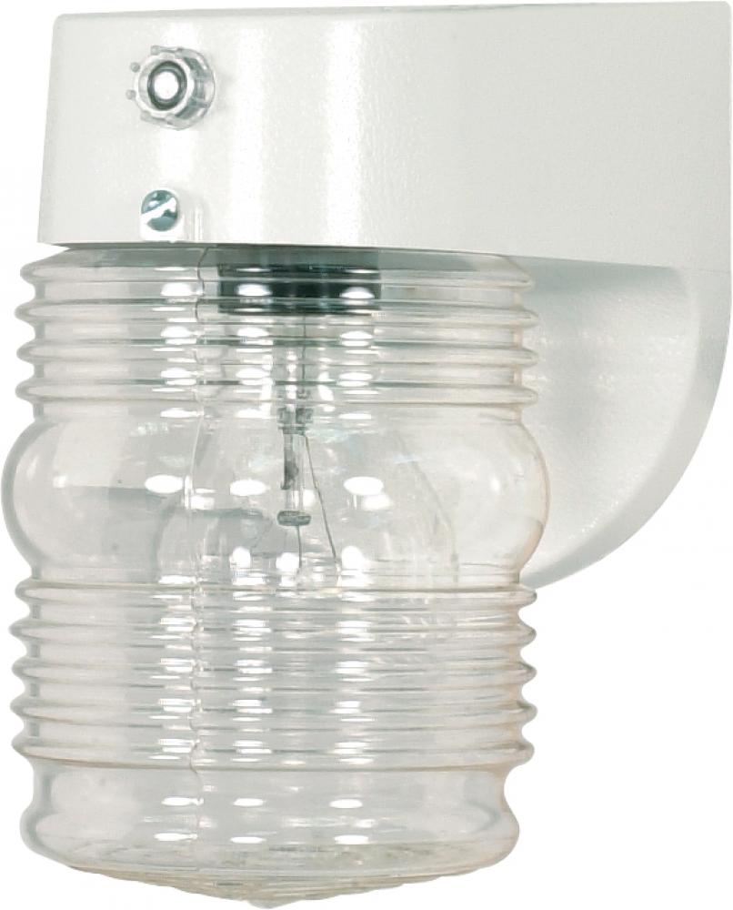 1 Light - 8&#34; - Porch; Wall - Clear Mason Jar with Photoelectric Sensor