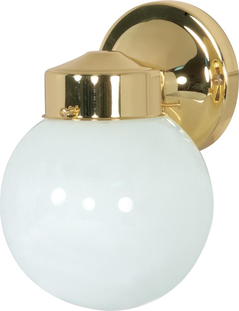 1 Light - 6&#34; - Porch, Wall - With White Globe
