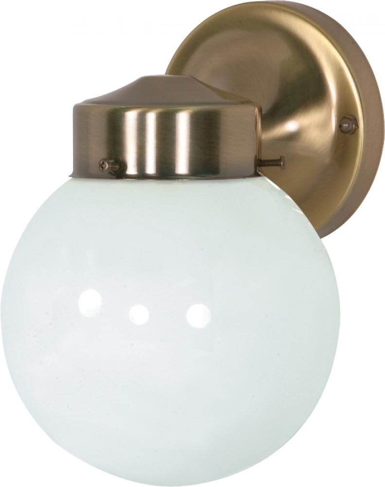 1 Light - 6&#34; - Porch, Wall - With White Globe