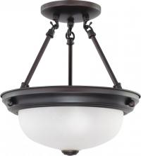 Nuvo 60/3148 - 2 Light - Semi Flush with Frosted White Glass - Mahogany Bronze Finish