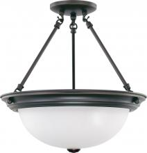 Nuvo 60/3151 - 3 Light - Semi Flush with Frosted White Glass - Mahogany Bronze Finish