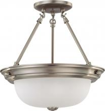 Nuvo 60/3245 - 2 Light - Semi Flush with Frosted White Glass - Brushed Nickel Finish
