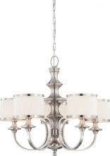 Nuvo 60/4735 - Candice - 5 Light Chandelier with Pleated White Shades - Brushed Nickel Finish