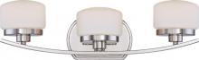 Nuvo 60/5023 - 3-Light Wall Mounted Vanity Light in Polished Nickel Finish with Etched Opal Glass