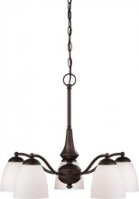 Nuvo 60/5143 - Patton - 5 Light Chandelier (Arms Down) with Frosted Glass - Prairie Bronze Finish
