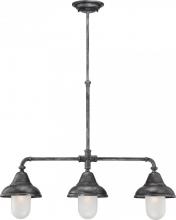 Nuvo 60/5537 - 3-Light Island Pendant in Industrial Iron Finish with Frosted Glass