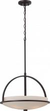 Nuvo 60/5587 - 3-Light Pendant Light Fixture in Sudbury Bronze Finish with Satin White Glass