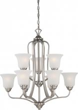 Nuvo 60/5599 - Elizabeth - 9 Light 2 Tier Chandelier with Frosted Glass - Brushed Nickel Finish