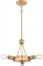 Nuvo 60/5713 - Paxton - 3 Light Semi Flush Mount - Natural Brass Finish