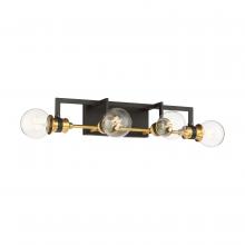 Nuvo 60/6974 - Intention - 4 Light Vanity - Warm Brass and Black Finish
