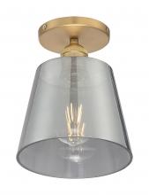 Nuvo 60/7323 - Motif - 1 Light Semi-Flush with Smoked Glass - Brushed Brass and Smoked Glass Finish