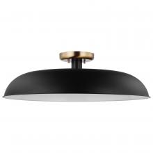 Nuvo 60/7497 - Colony; 1 Light; Large Semi-Flush Mount Fixture; Matte Black with Burnished Brass