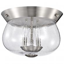 Nuvo 60/7808 - Boliver 3 Light Flush Mount; Brushed Nickel Finish; Clear Seeded Glass