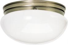 Nuvo SF77/988 - 2 Light - 12" Flush Large with White Glass - Antique Brass Finish