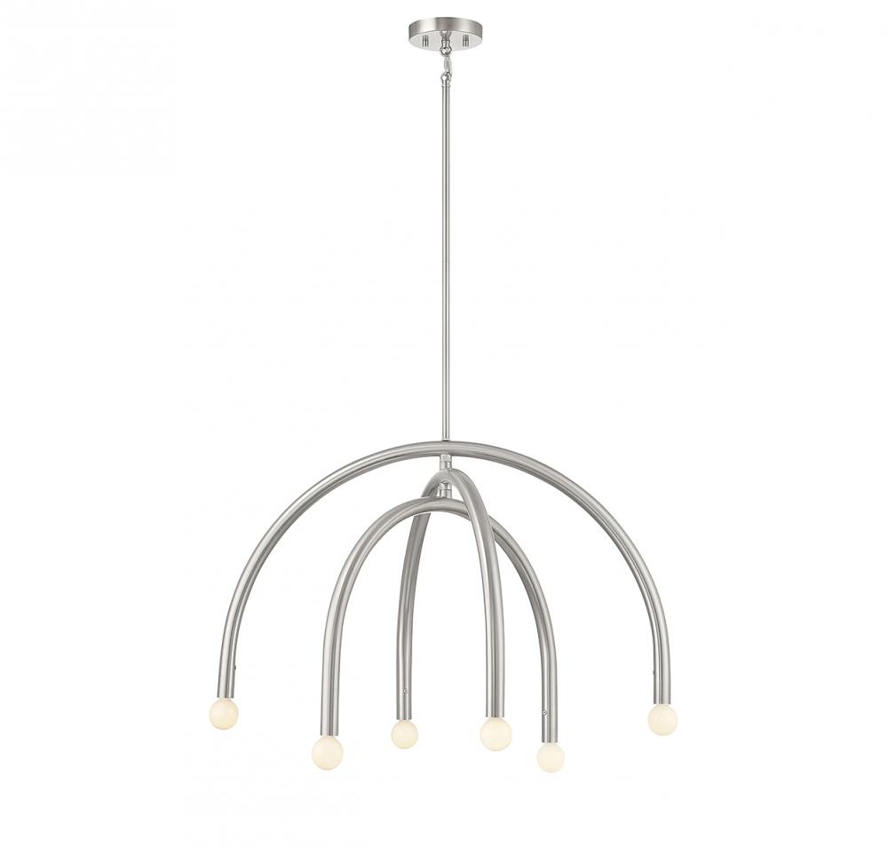 6-Light Chandelier in Brushed Nickel