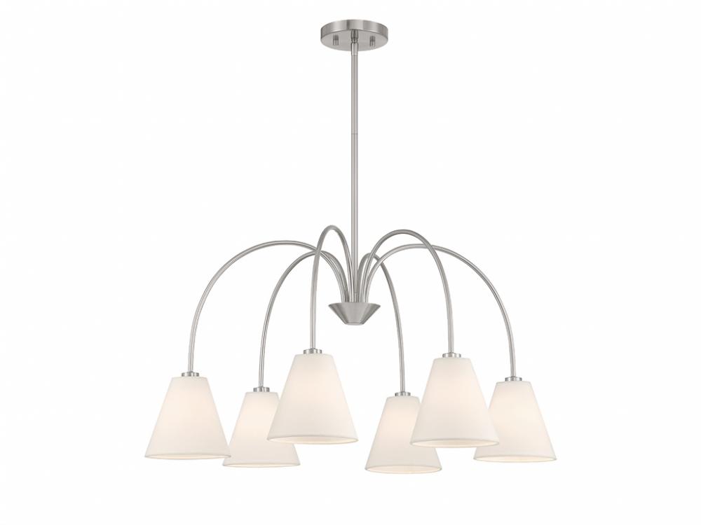 6-Light Chandelier in Brushed Nickel