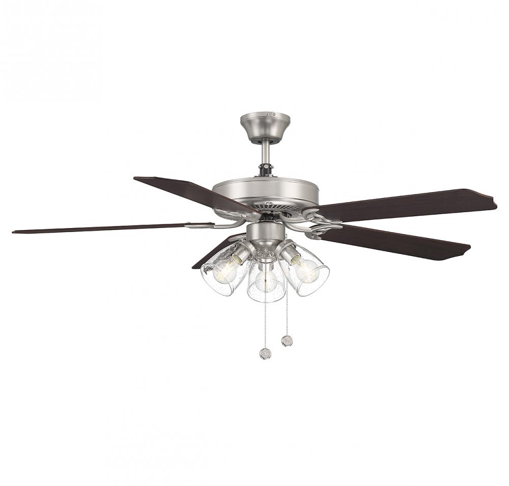 52&#34; 3-Light Ceiling Fan in Brushed Nickel