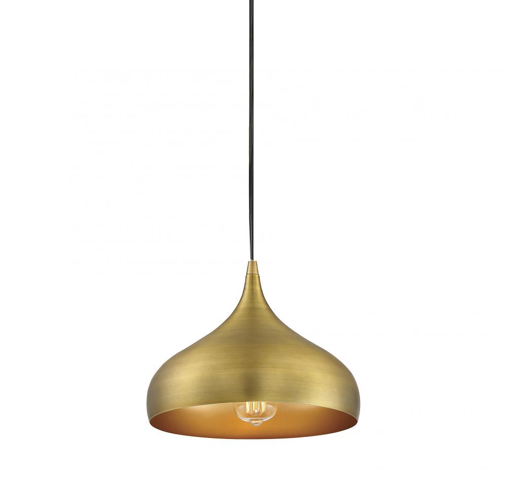 1-Light Plug-In Mini Pendant in Natural Brass