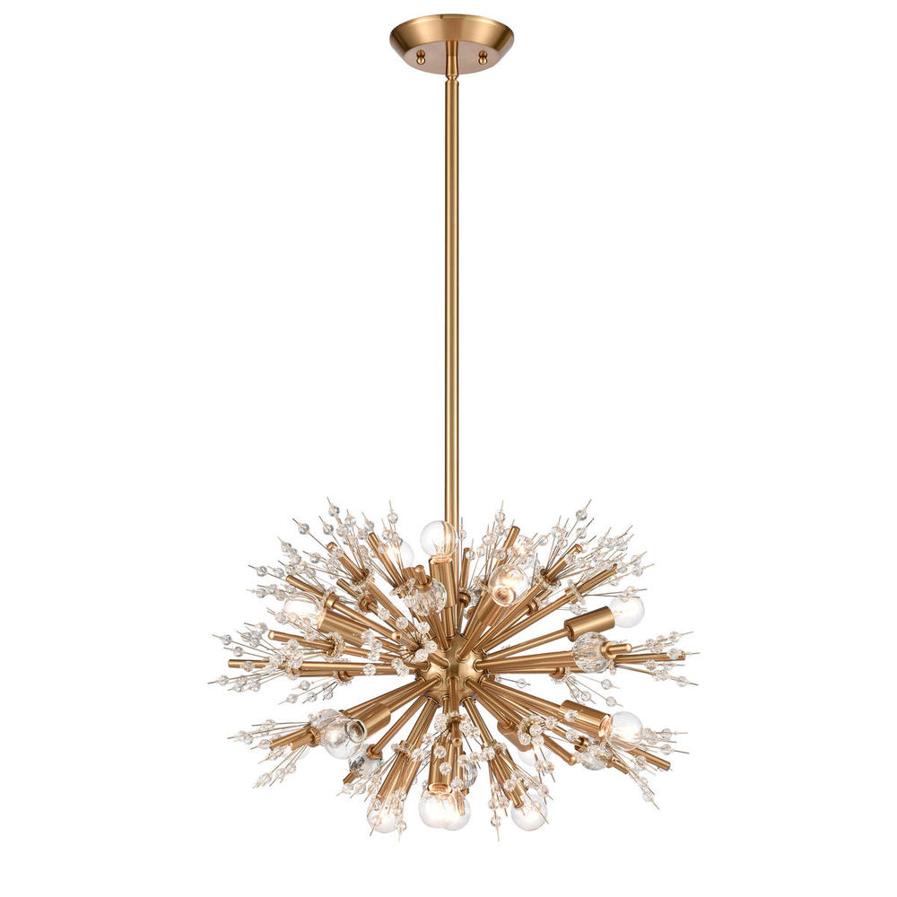 Starburst 20&#39;&#39; Wide 15-Light Chandelier - Satin Brass