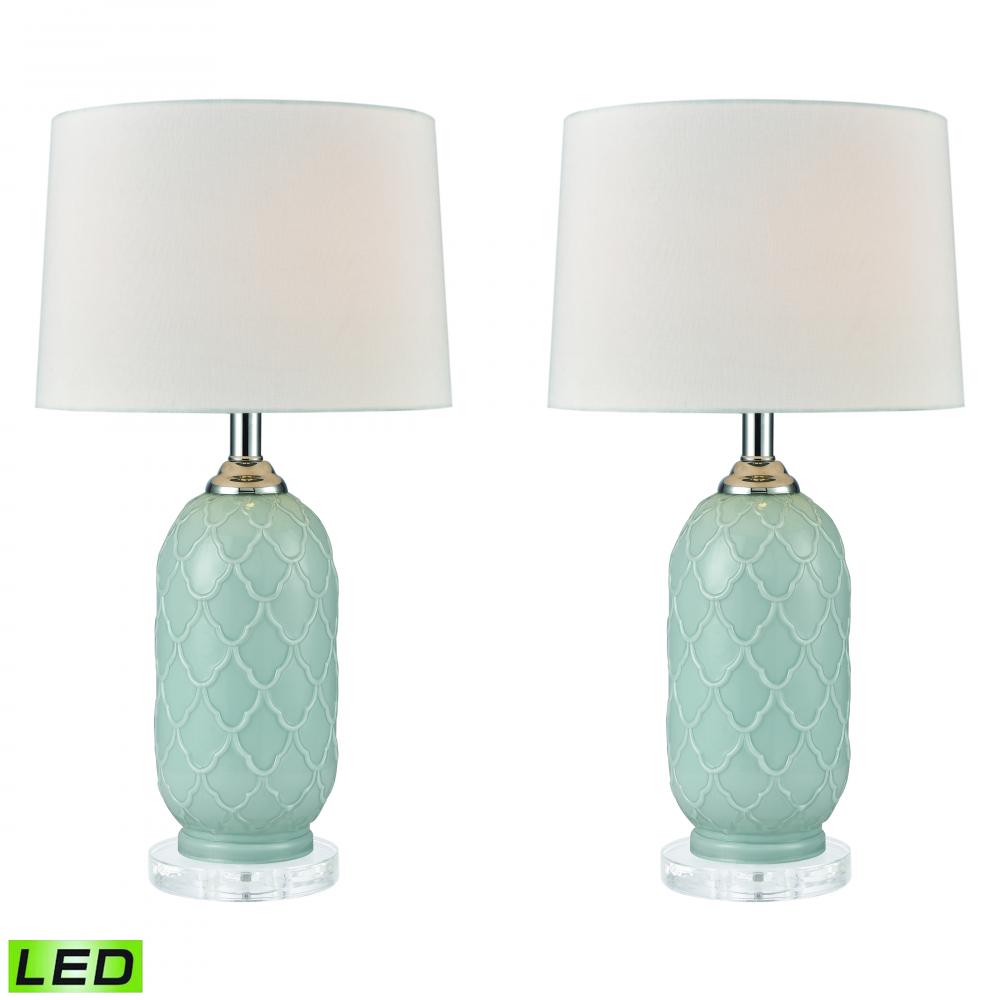 La Joliette 24&#39;&#39; High 2-Light Table Lamp - Set of 2 Pale Blue - Includes LED Bulbs