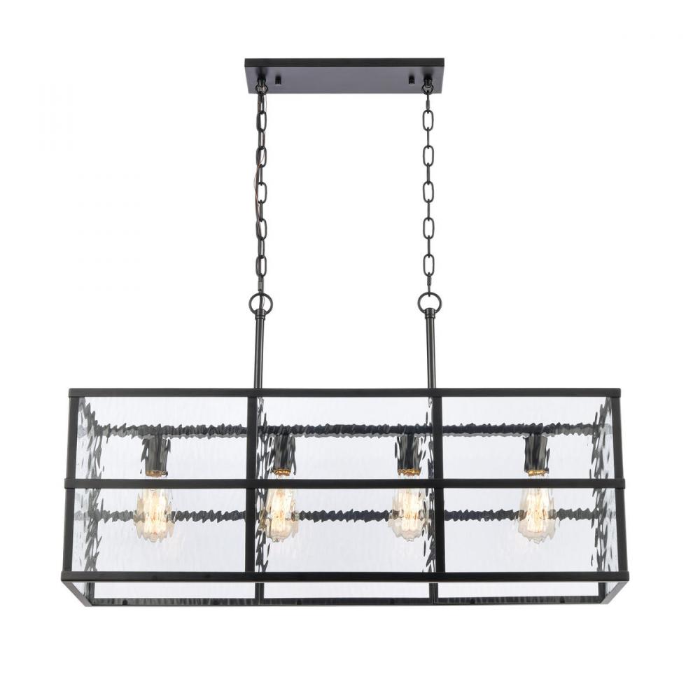 Solace 34&#39;&#39; Wide 4-Light Linear Chandelier - Matte Black