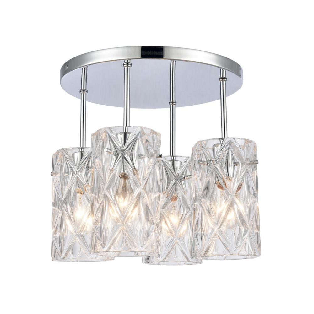 Forma de Crystal 13.75&#39;&#39; Wide 4-Light Semi Flush Mount - Polished Chrome