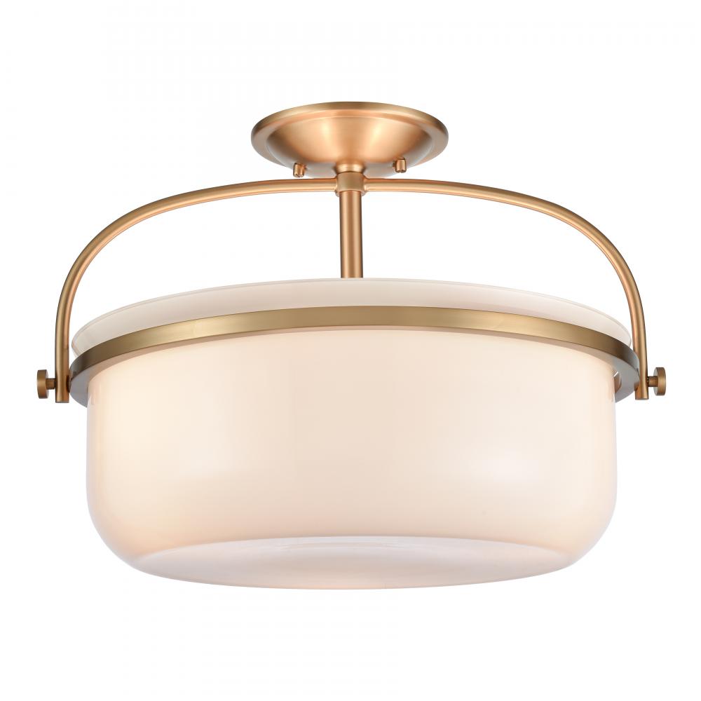 Wentworth 17&#39;&#39; Wide 3-Light Semi Flush Mount - Brushed Gold