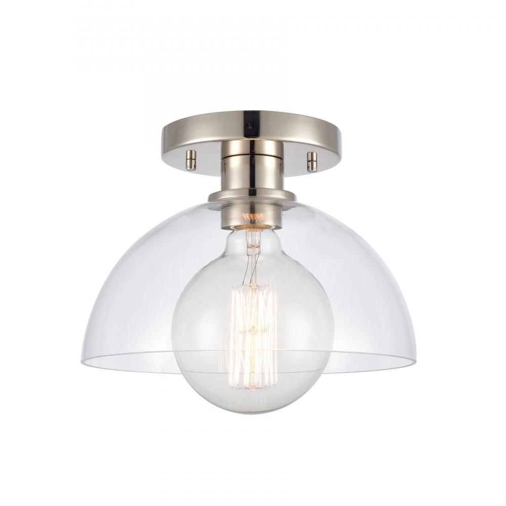 Julian 10&#39;&#39; Wide 1-Light Semi Flush Mount - Polished Nickel