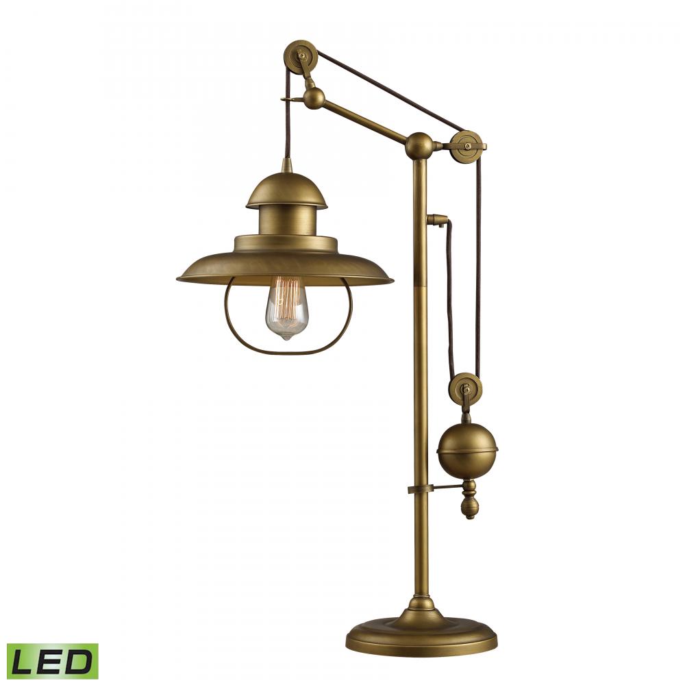 Farmhouse 32&#39;&#39; High 1-Light Desk Lamp - Antique Brass - Includes LED Bulb