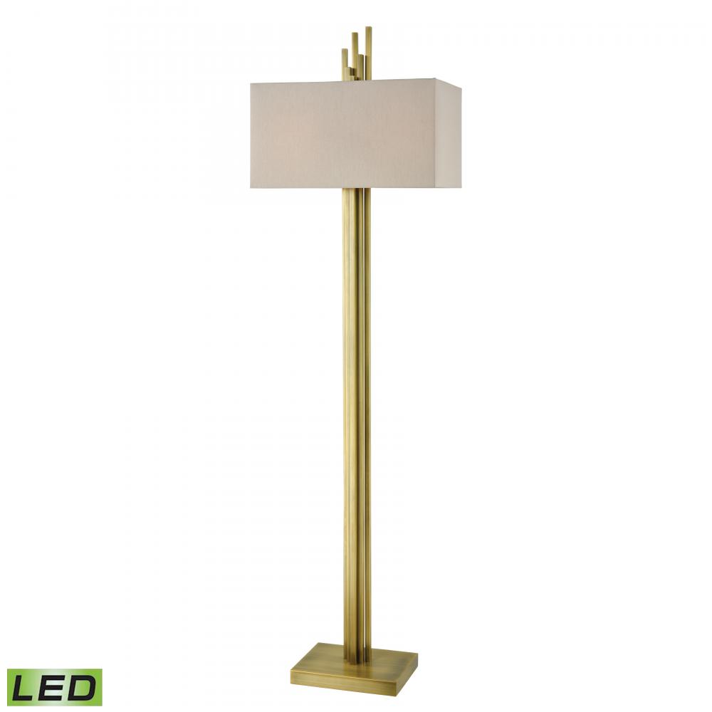 Azimuth 69&#39;&#39; High 2-Light Floor Lamp - Antique Brass - Includes LED Bulbs